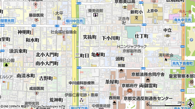 〒602-8062 京都府京都市上京区油小路通中長者町下る亀屋町の地図