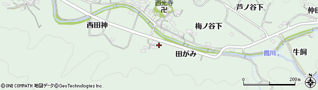 愛知県岡崎市奥殿町（田がみ）周辺の地図