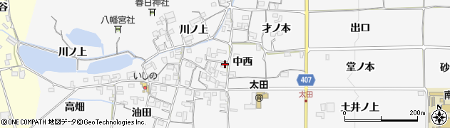 京都府亀岡市稗田野町太田（中西）周辺の地図