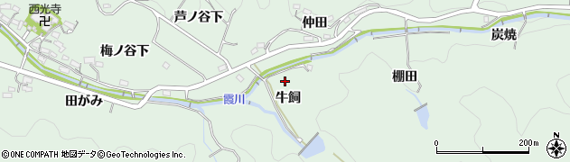 愛知県岡崎市奥殿町（牛飼）周辺の地図