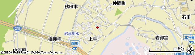 愛知県岡崎市細川町上平22周辺の地図