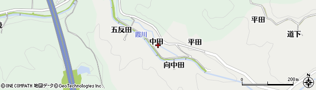愛知県岡崎市渡通津町（中田）周辺の地図