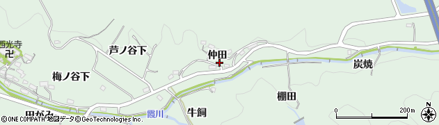 愛知県岡崎市奥殿町仲田周辺の地図