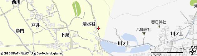 京都府亀岡市稗田野町鹿谷清水谷周辺の地図