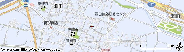 三重県菰野町（三重郡）潤田周辺の地図