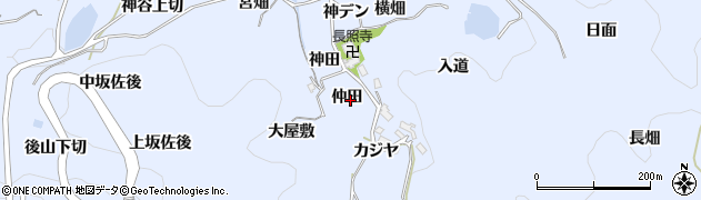 愛知県豊田市下山田代町仲田周辺の地図