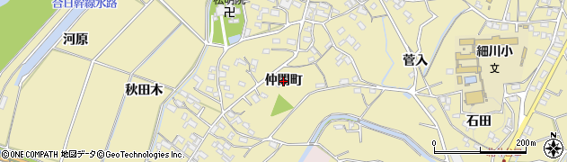 愛知県岡崎市細川町（仲間町）周辺の地図