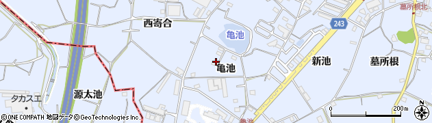 愛知県大府市長草町（亀池）周辺の地図