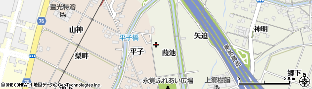 愛知県豊田市鴛鴨町（葭池）周辺の地図