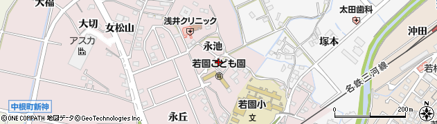 愛知県豊田市中根町永池周辺の地図