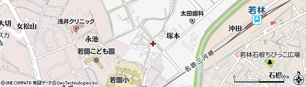 愛知県豊田市若林西町（塚本）周辺の地図
