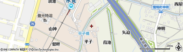 愛知県豊田市永覚町（下高根）周辺の地図