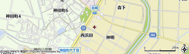 愛知県大府市北崎町（神明）周辺の地図