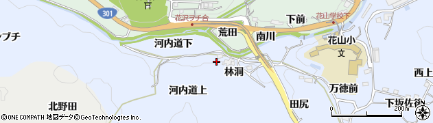 愛知県豊田市下山田代町河内道上周辺の地図
