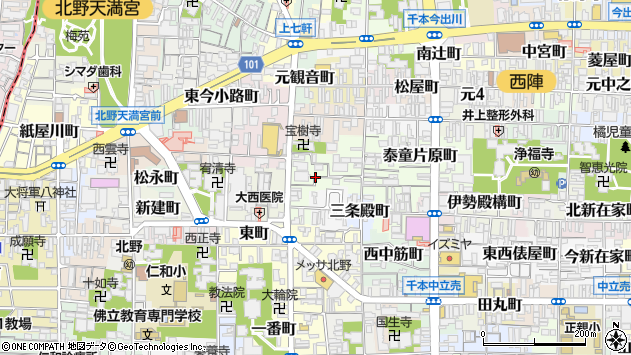 〒602-8335 京都府京都市上京区一観音町の地図