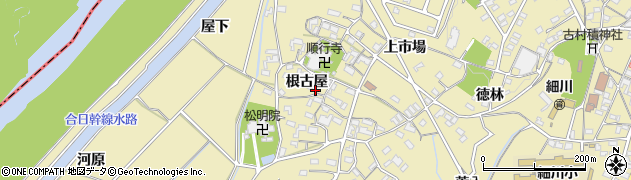 愛知県岡崎市細川町（根古屋）周辺の地図