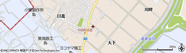 愛知県豊田市中田町大下周辺の地図