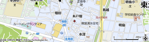 愛知県東海市荒尾町（木戸畑）周辺の地図