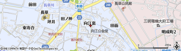 愛知県大府市長草町（向江裏）周辺の地図