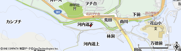 愛知県豊田市下山田代町河内道下周辺の地図