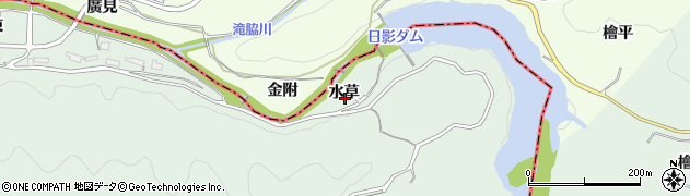 愛知県岡崎市日影町（水草）周辺の地図
