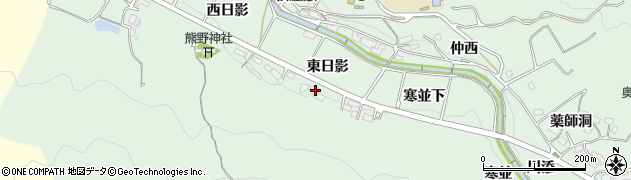 愛知県岡崎市奥殿町（東日影）周辺の地図