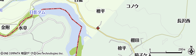 愛知県豊田市滝脇町檜平周辺の地図