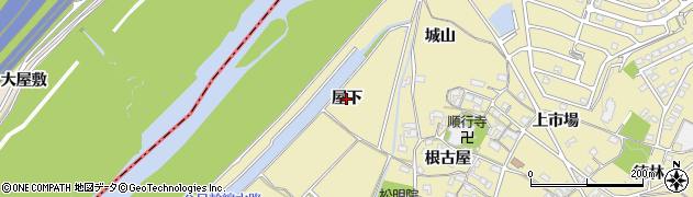 愛知県岡崎市細川町（屋下）周辺の地図
