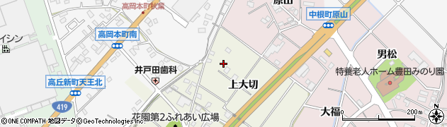 愛知県豊田市花園町（上大切）周辺の地図