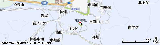 愛知県豊田市下山田代町（横山）周辺の地図