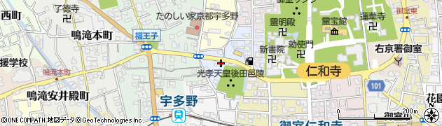 京都府京都市右京区宇多野馬場町周辺の地図