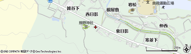 愛知県岡崎市奥殿町（西日影）周辺の地図