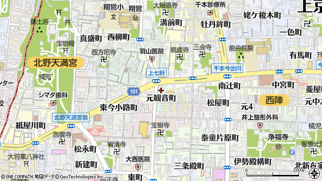 〒602-8324 京都府京都市上京区元観音町の地図