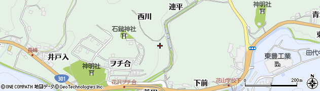 愛知県豊田市花沢町（西川）周辺の地図