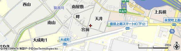 愛知県豊田市西田町（天井）周辺の地図