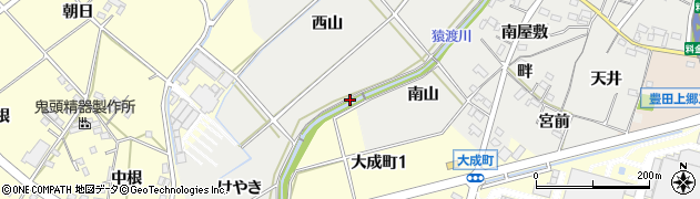 愛知県豊田市西田町東山周辺の地図