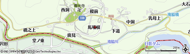愛知県豊田市滝脇町（馬場根）周辺の地図