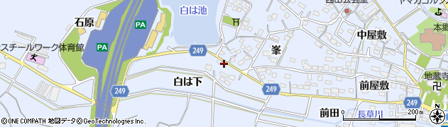 愛知県大府市長草町（白は下）周辺の地図