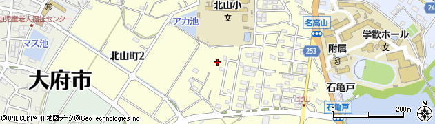 愛知県大府市北山町周辺の地図