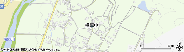 岡山県美作市楢原中周辺の地図
