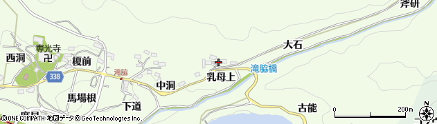 愛知県豊田市滝脇町（乳母上）周辺の地図
