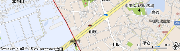 愛知県豊田市中田町（山吹）周辺の地図