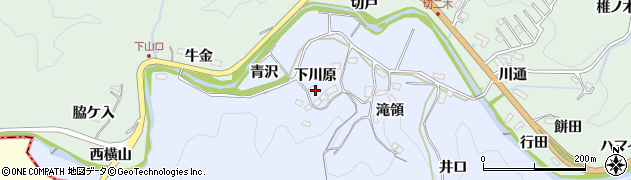 愛知県豊田市下山田代町下川原周辺の地図