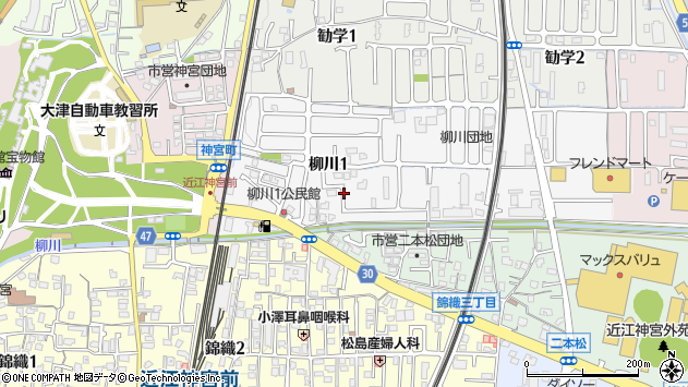 〒520-0014 滋賀県大津市柳川の地図