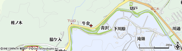 愛知県豊田市花沢町（牛金）周辺の地図