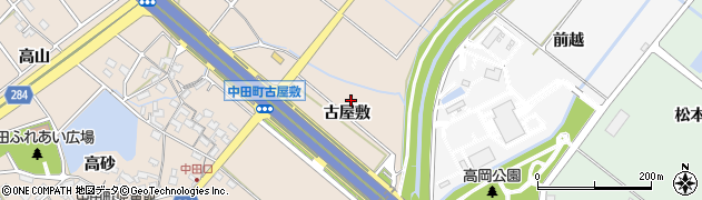 愛知県豊田市中田町（古屋敷）周辺の地図
