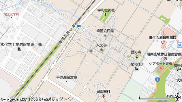 〒520-3021 滋賀県栗東市蜂屋の地図