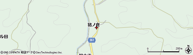 愛知県豊田市花沢町（猪ノ倉）周辺の地図