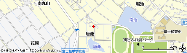 愛知県刈谷市東境町唐池周辺の地図