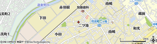 愛知県豊田市竹元町二ツ池周辺の地図